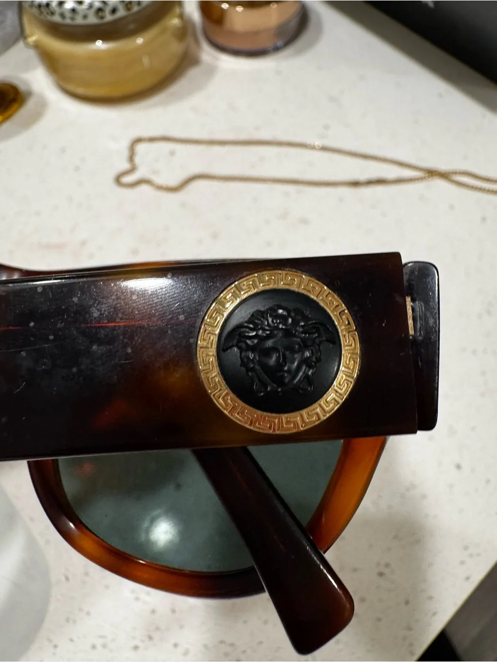 Versace Tortoiseshell Sunglasses with Gold Medallions - Brown